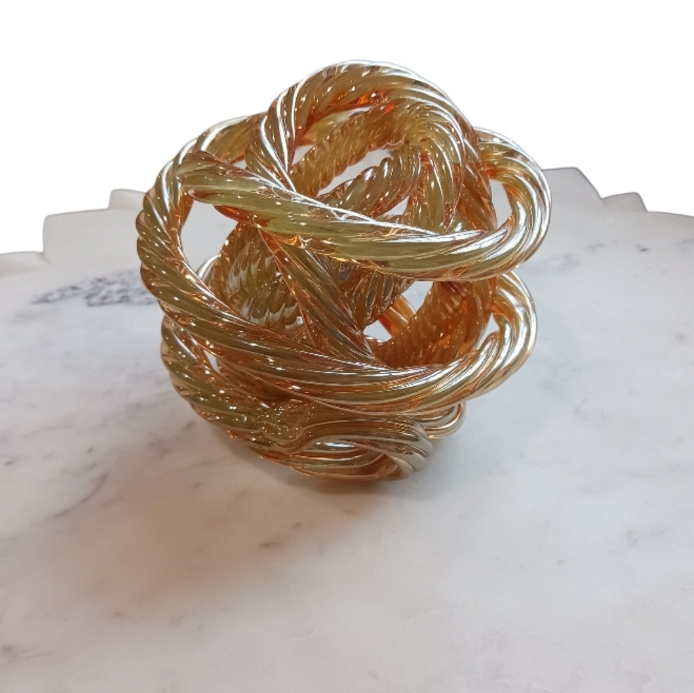 Art Glass Infinity Knot Rope Sculpture Decor